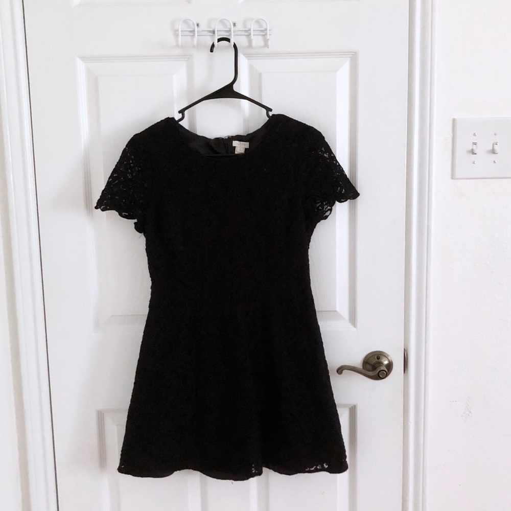J. Crew black short-sleeved lace dress